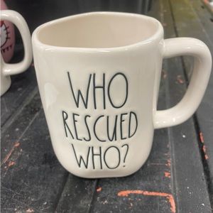 Rae Dunn Who Rescued Who mug